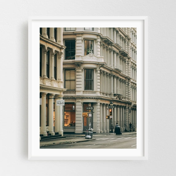 Broome Street Architectural 02 - Manhattan New York Photography Architecture Cityscape Street Photography Vintage White Framed Wall Art Print 8 x 10 inches