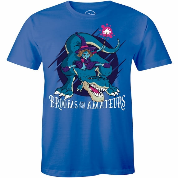Brooms are for Amateurs Witch Riding T Rex Dinosaur Halloween Gift Men's T-Shirt