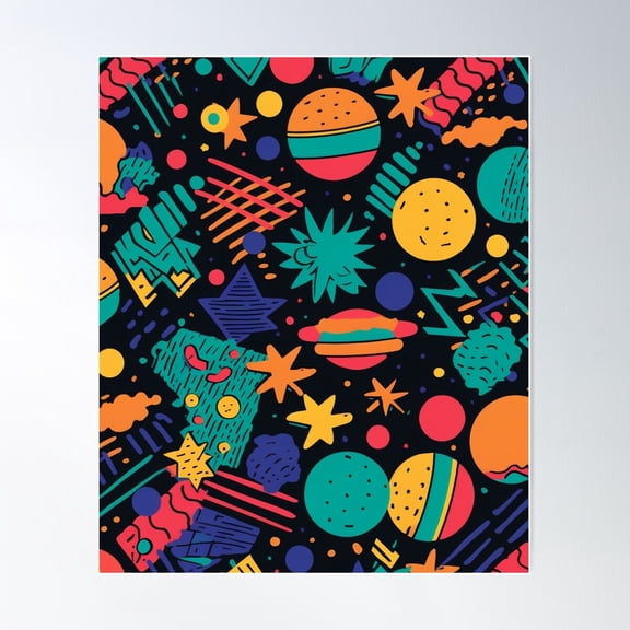 Broovy Pattern 80S Poster Wall Art, Modern Wall Decor For Living Room Bedroom, 8x12 UNFRAMED