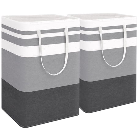 Brotasdro Slim Collapsible Laundry Hamper, Gray, 2 Pack