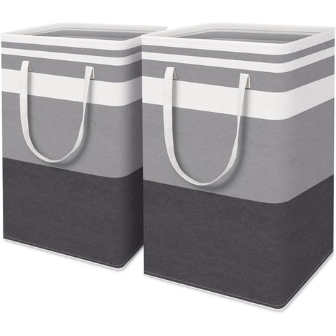 Brotasdro 2 Pack 75L Large Laundry Basket, Collapsible Waterproof Hamper for Laundry Room, Bedroom & Dorm, Gray