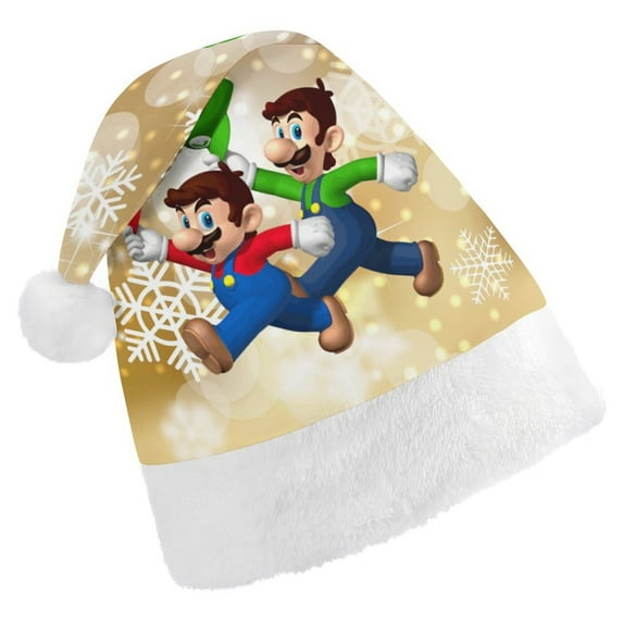 Bros Luigi's Mansion Mario Christmas Hat for Adult And Kids Xmas Decor Ornaments Christmas New Year Festive Holiday Party Supplies Plush Santa Claus Hats