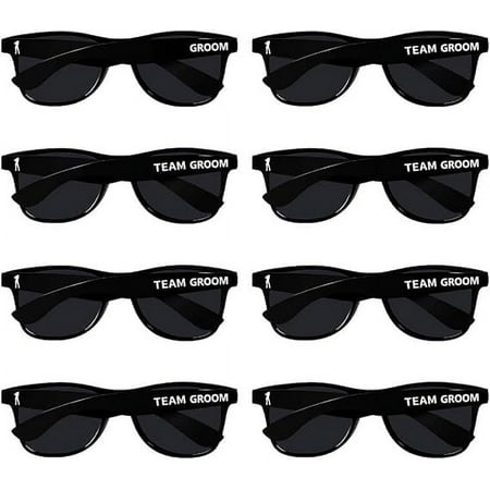 Brosash Bachelor Party Black Sunglasses Set - 1 Groom & 7 Team Groom Sunglasses for Groomsman Gifts