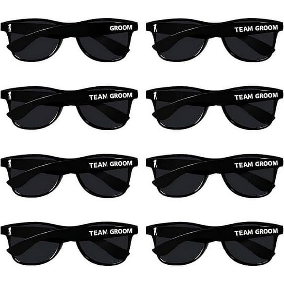 Brosash Bachelor Party Black Sunglasses Set - 1 Groom & 7 Team Groom Sunglasses for Groomsman Gifts