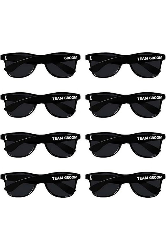 Bachelor Party Black Sunglasses Set - 1 Groom & 7 Team Groom Sunglasses for Groomsman Gifts