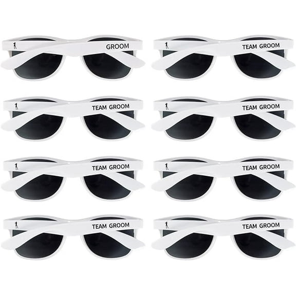 Brosash Bachelor Party White Square Round Sunglasses Set-1 Groom & 7 Team Groom Groomsman Sunglass