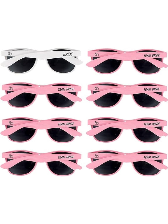 Bachelorette Party Sunglasses Set - 1 Bride and 7 Team Bride Sunglasses Pack for Bridal Wedding
