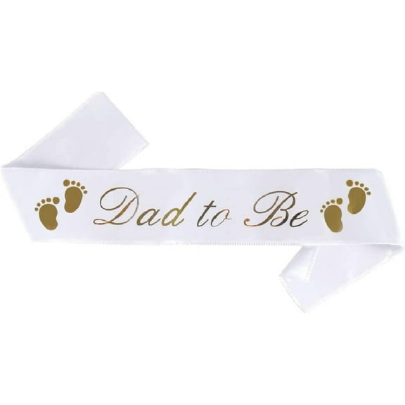 Brosash Dad to Be Sash - White with Gold Letters - Adorable Baby Shower Sash for Expecting Dad
