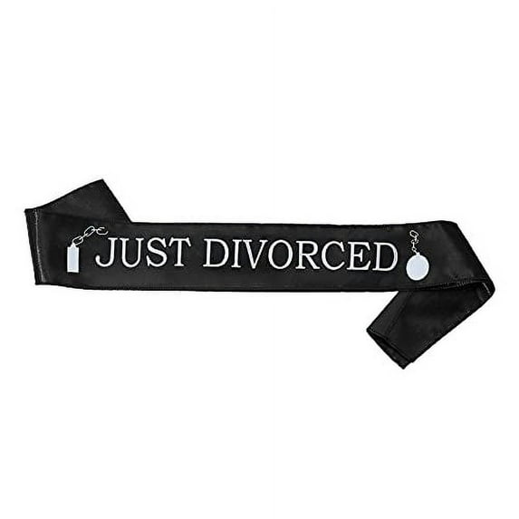 Brosash Divorce Party Black Sash - Printed Just Divorced White Lettering, Divorce Gifts for Women