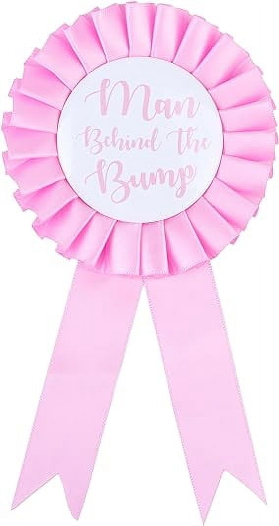 Brosash Man Behind The Bump Funny Baby Shower Button for Daddy-Pink ...