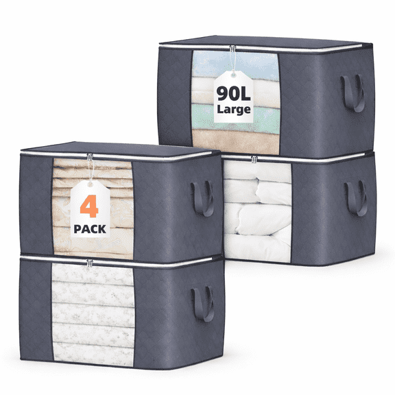 Brotasdro Adult Foldable Closet Storage Bags, Gray, 4 Count