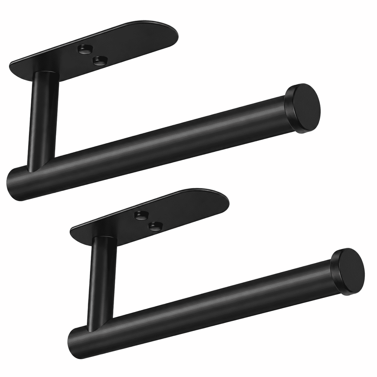 Brotasdro 2 Pack Stainless Steel Paper Towel Holder, Wall Mounted & Under Cabinet Paper Towel Rack, Rustproof Self-Adhesive or Screw Mount Kitchen Organizer, Black