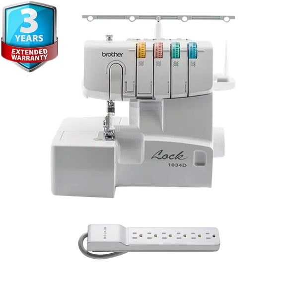 Brother 1034D 3/4 Lay-In Thread Serger w/ 6-Outlet Surge Protector +3Yr Wty