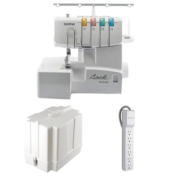 Brother 1034D 3/4 Lay-In Thread Serger w/ 6-Outlet Surge Protector + Hardcase