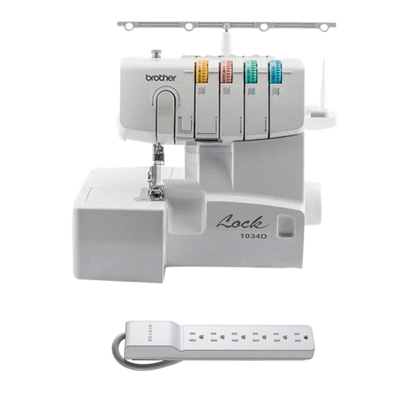 Brother 1034D 3/4 Lay-In Thread Serger w/ 6-Outlet Surge Protector
