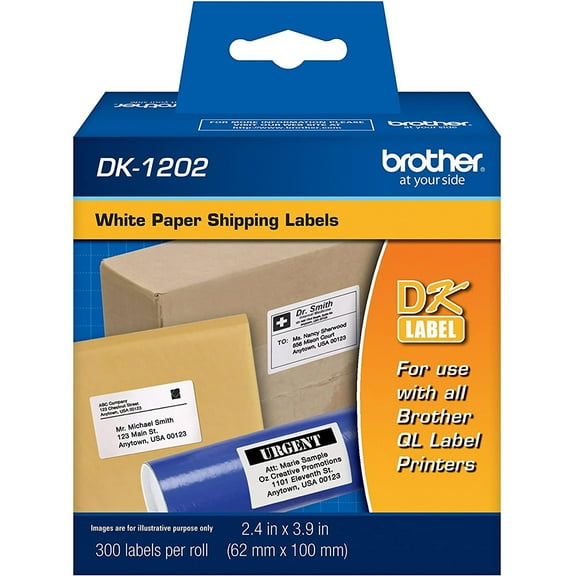 Brother 2.4 in x 3.9 in Shipping White Paper Labels (300 Labels)