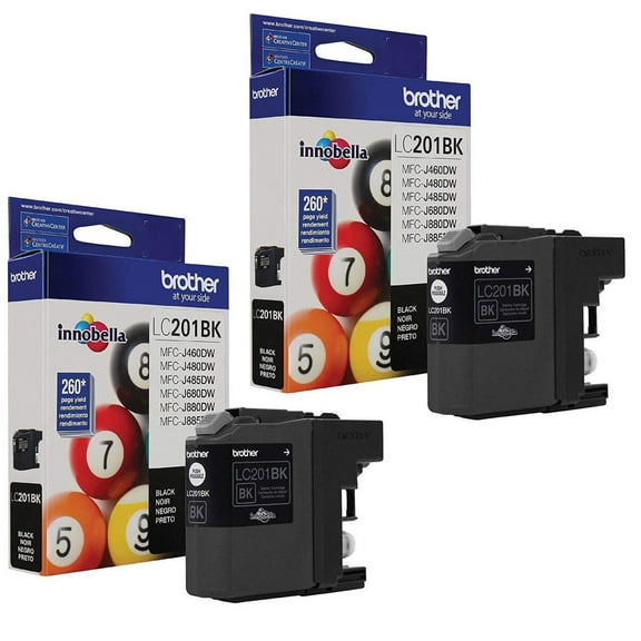 Brother 2 Pack LC201 Innobella Standard-Yield Ink Cartridge, 260 Pages Yield, Black