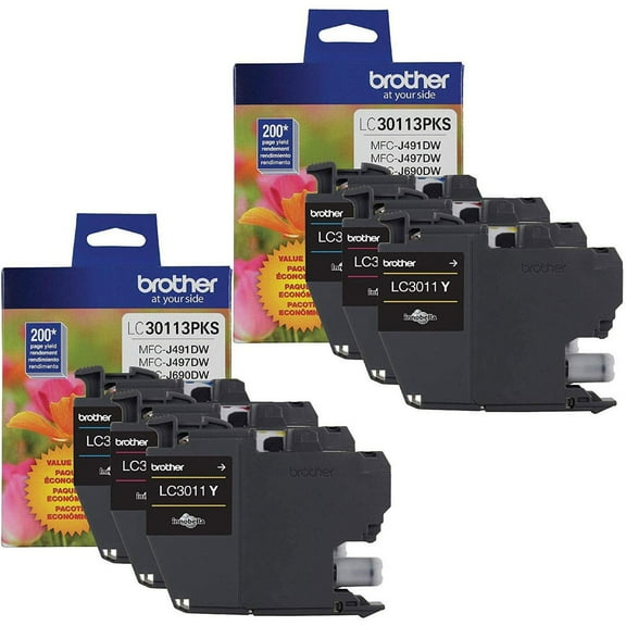 Brother 2 Pack LC3011 Innobella Standard-Yield 3-Color Ink Cartridge Set, 200 Pages Yield/Cartridge, Cyan, Magenta, Yellow