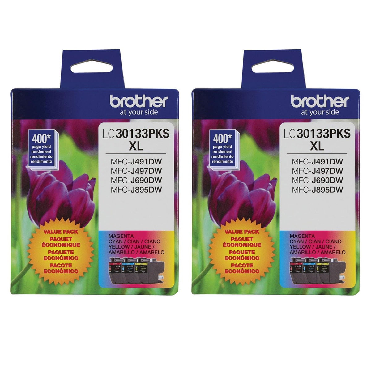 Brother 2 Pack LC3013 High Yield Color Ink Cartridge, Up to 400 Pages ...