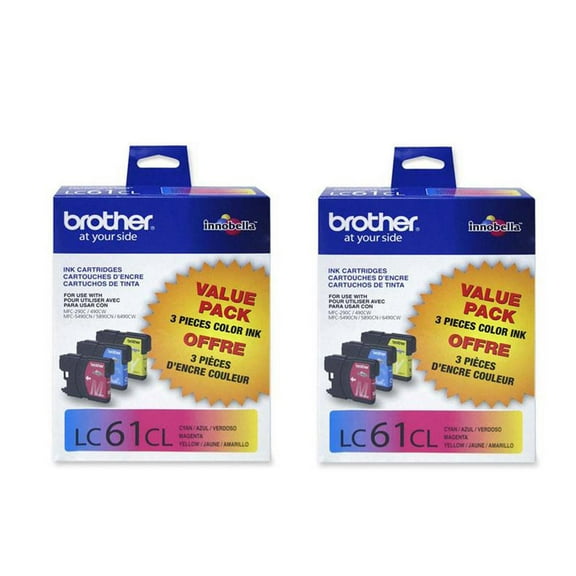 Brother 2 Pack LC613PKS Innobella Standard-Yield Cyan/Magenta/Yellow Ink Cartridge, 3-Pack