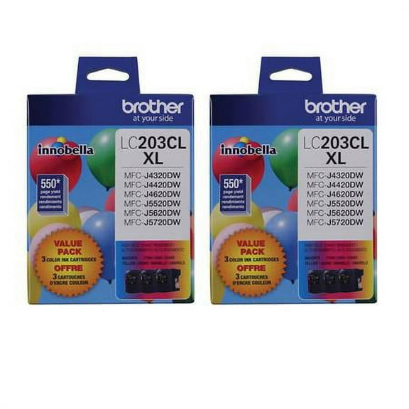 Brother 2Pack LC2033PKS Innobella High Yield XL Series 3-Color Ink Cartridge Set, Includes Cyan, Magenta, Yellow Cartridge