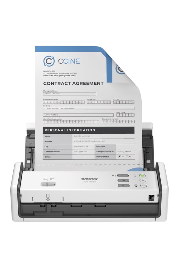 ADS-1350W Wireless Color Compact Scanner, up to 30ppm, Single Pass Double-Sided Scanning