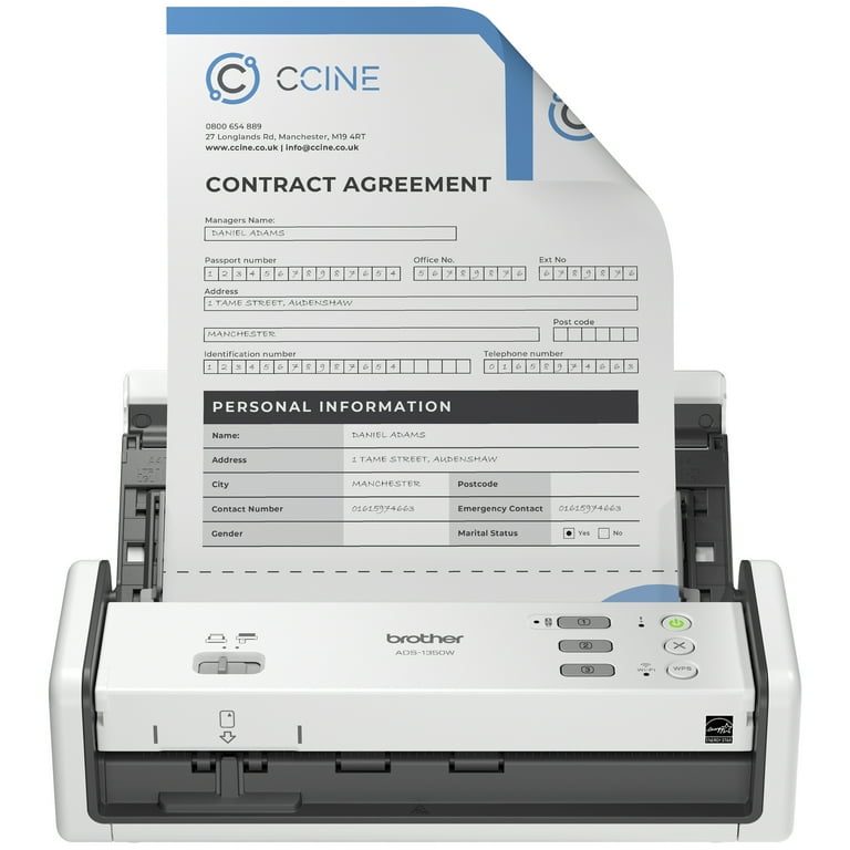 Brother ADS-1350W Wireless Color Compact Scanner, up to 30ppm