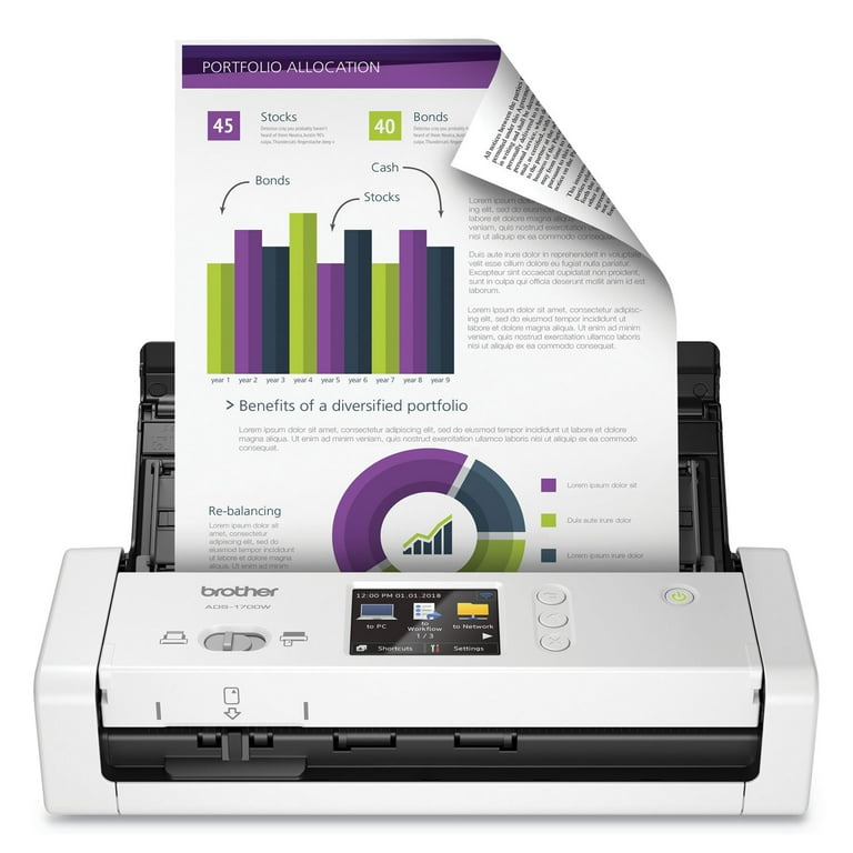 Brother ADS-1800W Wireless Compact Desktop Scanner, Scan