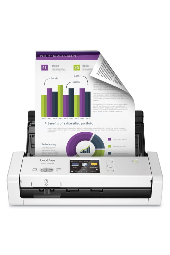 ADS-1800W Wireless Compact Desktop Scanner, Scan Speeds of Up to 30ppm, 2.8" Color Touchscreen