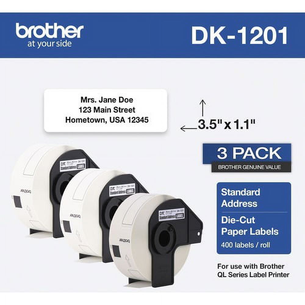 Brother Address Label White - Paper - 400 / Roll - 1200 Total Label(s)