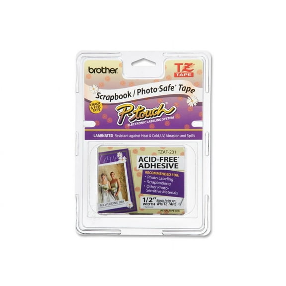 Brother Adhesive Acid-free TZ Tape - 15/32" Width x 26 1/4 ft Length - Thermal Transfer - White - 1 Each  BRTTZEAF231