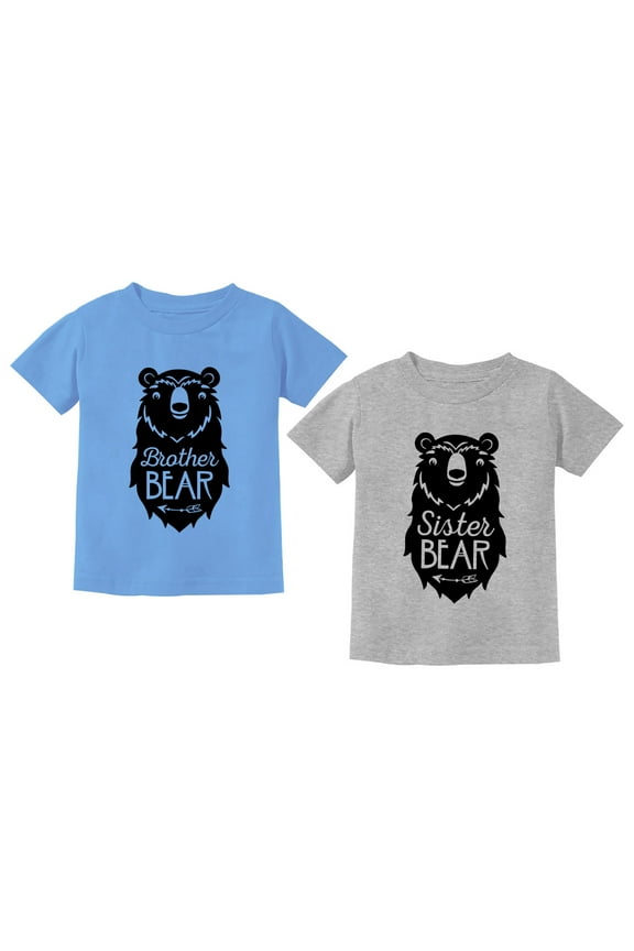 Brother And Sister Matching Outfits Bear Family Siblings Shirts Set Kids Tee Toddler California Blue 5/6 / Baby Gray 3T