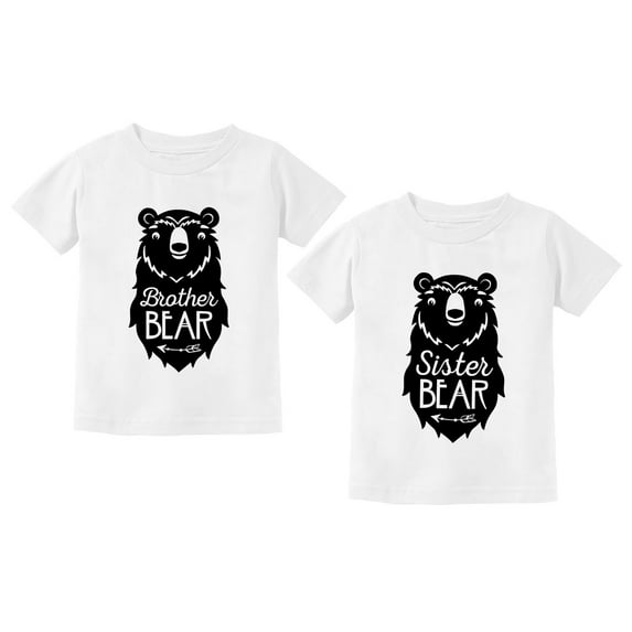 Brother And Sister Matching Outfits Bear Family Siblings Shirts Set Kids Tee Toddler White 4T / Baby White 3T