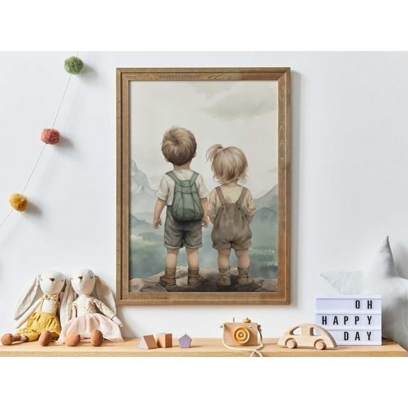Brother And Sister Nursery Decor Shared Room Adventure Art, Unframed Paper Poster 8x10in