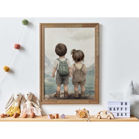Brother And Sister Room Decor Shared Sibling Adventure Art, Unframed Paper Poster 8x10in