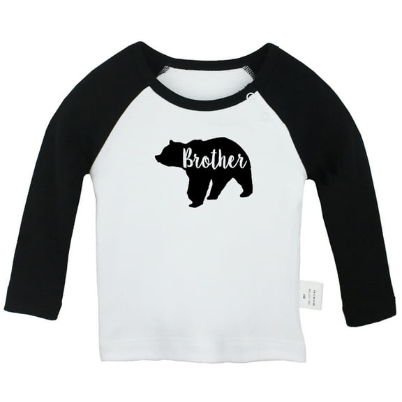 Brother Bear Novelty T shirt For Baby, Newborn Babies T-shirts, Infant Tops, 0-24M Kids Graphic Tees Clothing (Long Black Raglan T-shirt, 6-12 Months)