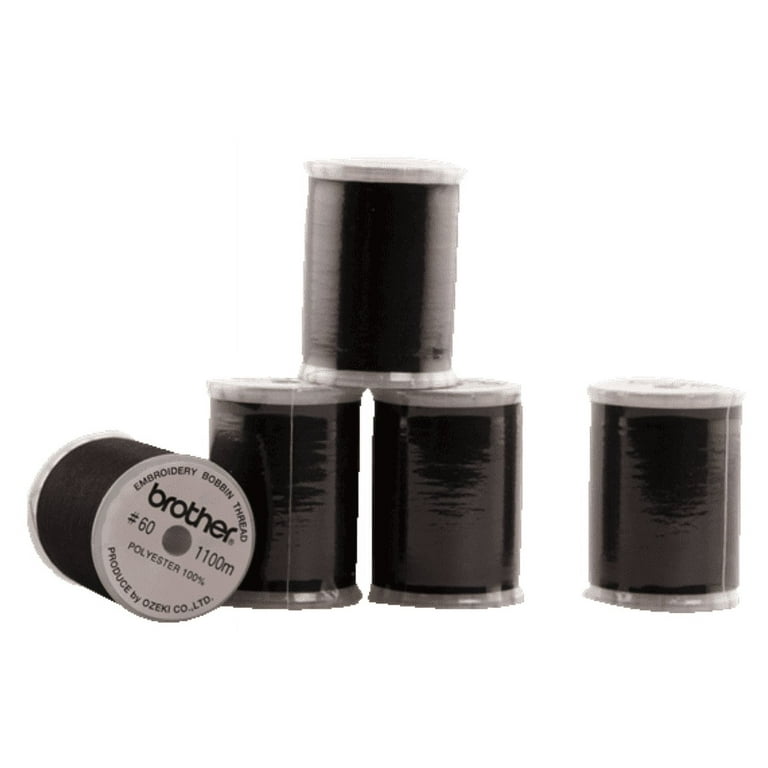 Brother Black Embroidery Bobbin Thread 1200 Yards Spool 60 Weight - 5  Spools SAEBT999
