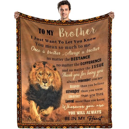 Brother Blanket Brother Gifts from Sister Birthday Gifts for Brother Adults Lion Throw Blanket for Brother from Brother Gifts for Christmas Fathers Day Thanksgiving 60"x80"
