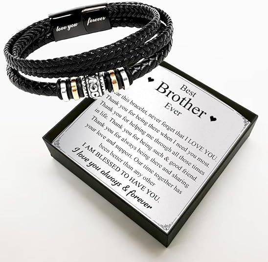 To My Brother Bracelet, Man Gifts From Sister, Birthday Gifts For Brother Bracelet With Message Card And Box, Inspirational Gift For Men On Birthday Graduation Christmas Anniversary