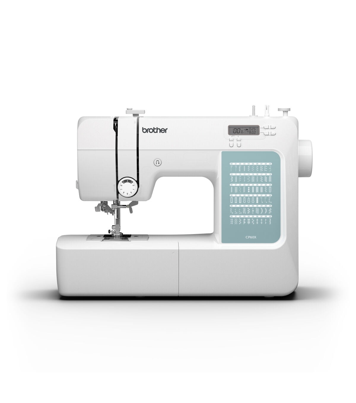 Brother CP60X - Máquina de coser computarizada, 60 puntadas integradas,  pantalla LCD, 7 pies incluidos, color blanco