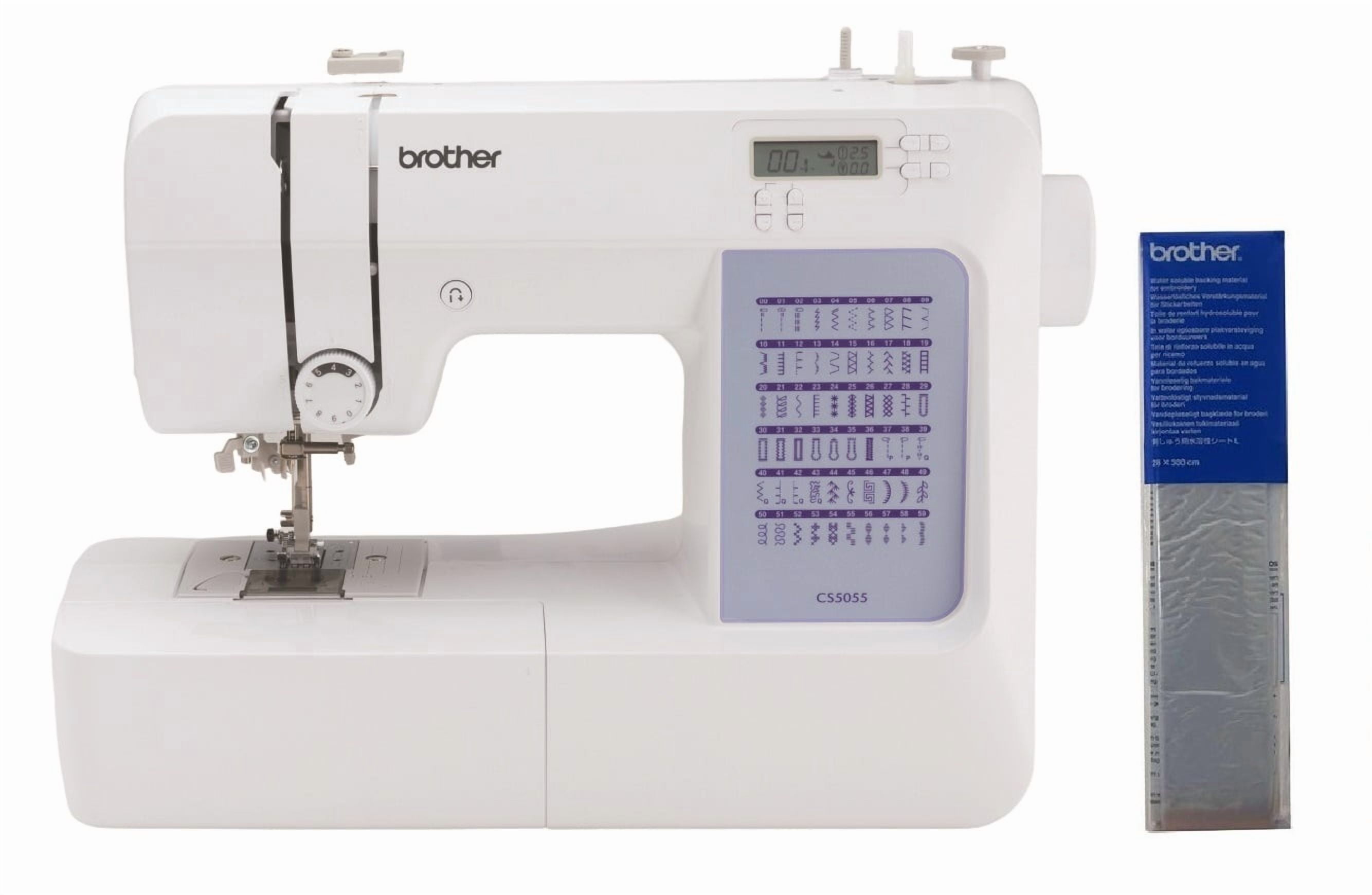 Brother CS5055 Computerized Sewing Machine, 60 Built-in Stitches, LCD Display, 7 Feet and SA520 Water Soluble Stabilizer