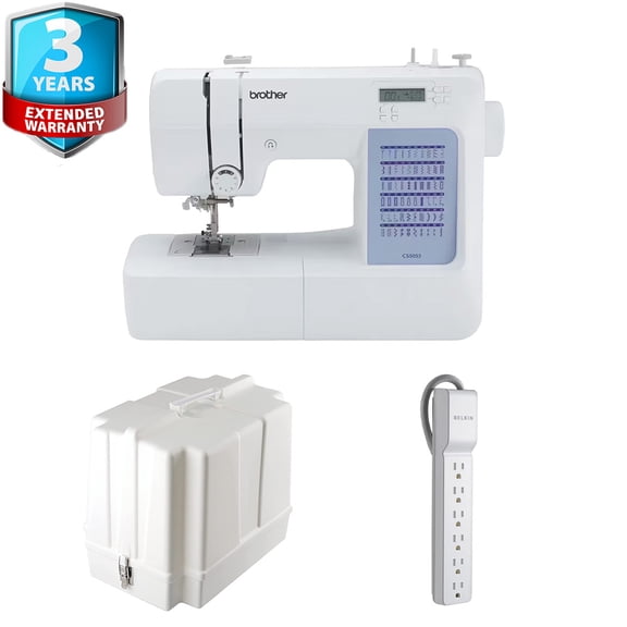 Brother CS5055 Computerized Sewing Machine, 60 Built-in Stitches w/ 6-Outlet Surge Protector + Hardcase + 3Yr Wty
