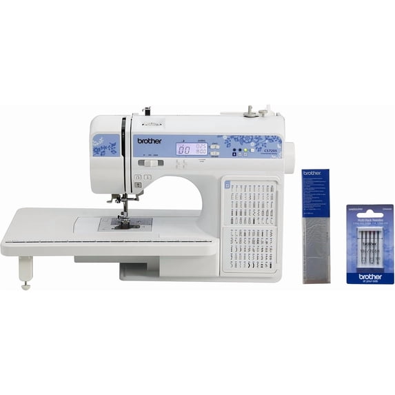 Brother CS7205 Computerized Sewing Machine with Wide Table, 150 Built-in Stitches, Water Soluble Stabilizer and 5-Piece Sewing Machine Needles
