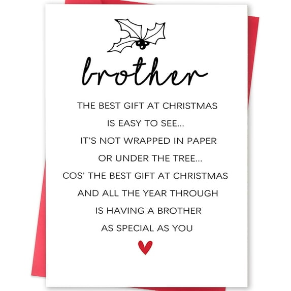 Brother Christmas Card – Heartfelt Holiday Message – Blank Inside for Personal Touch – Perfect Gift for Brothers on Christmas