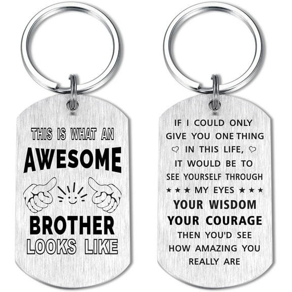 Brother Christmas Keychain Gifts from Sister, Personalized Brother Birthday Wedding Keychain Present