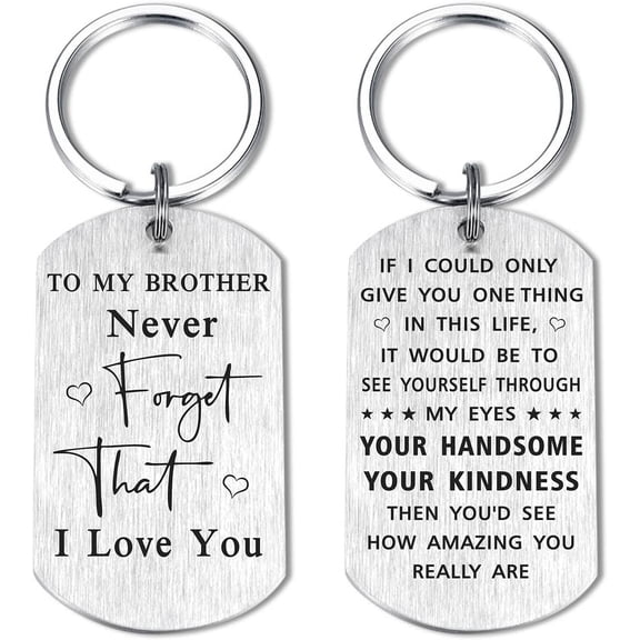 Brother Christmas Keychain Gifts from Sister, Personalized Brother Birthday Wedding Keychain Present