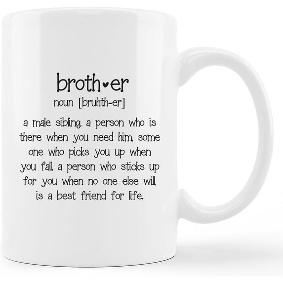 Brother Coffee Mug Ceramic - Christmas Gifts for Brother, 11oz Ceramic Mug Gifts, Big Brothers Presents, Funny Coffee Cup from Sister