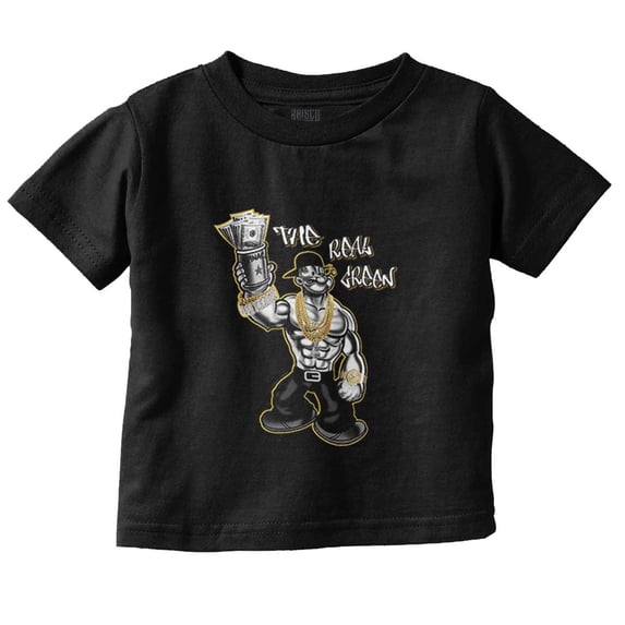 Urban Popeye the Real Green Spinach Infant Toddler Graphic Tee For Boys or Girls Brisco Brands 2T