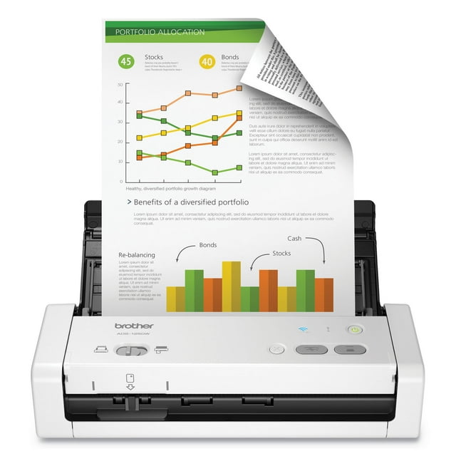Brother Compact Desktop Scanner, ADS-1250W, Portable, Wireless Connectivity