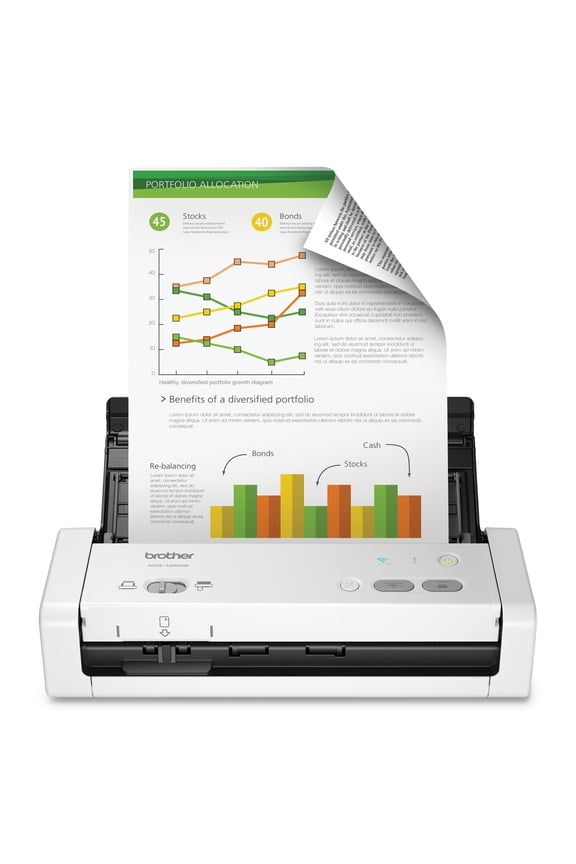 Compact Desktop Scanner, ADS-1250W, Portable, Wireless Connectivity
